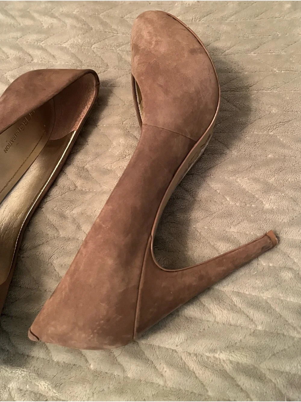 BCBGeneration Taupe Suede Pointed-Toe Pumps